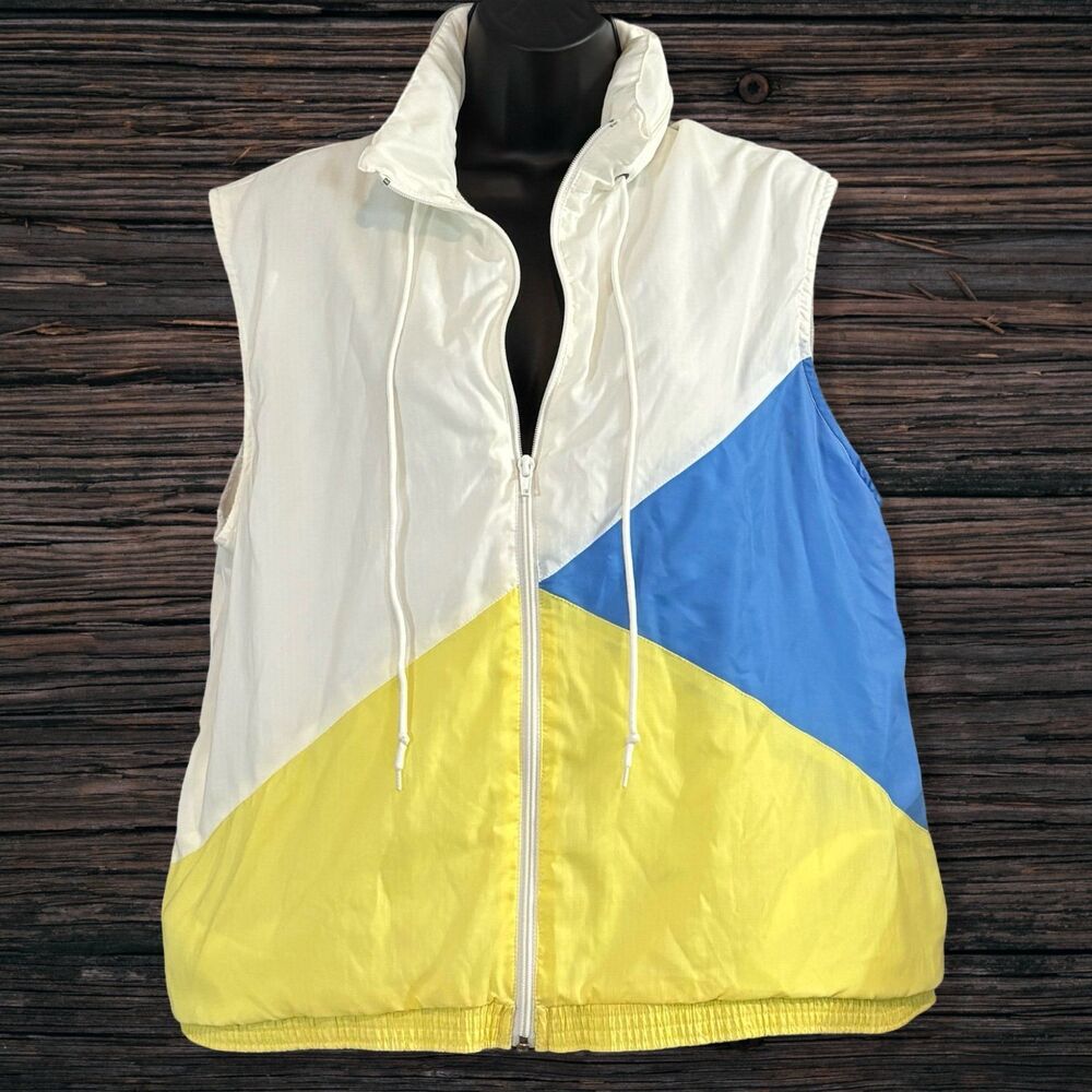 Vintage 90s Saks Fifth Avenue Colorblock Windbreaker Vest L XL Retro Nylon